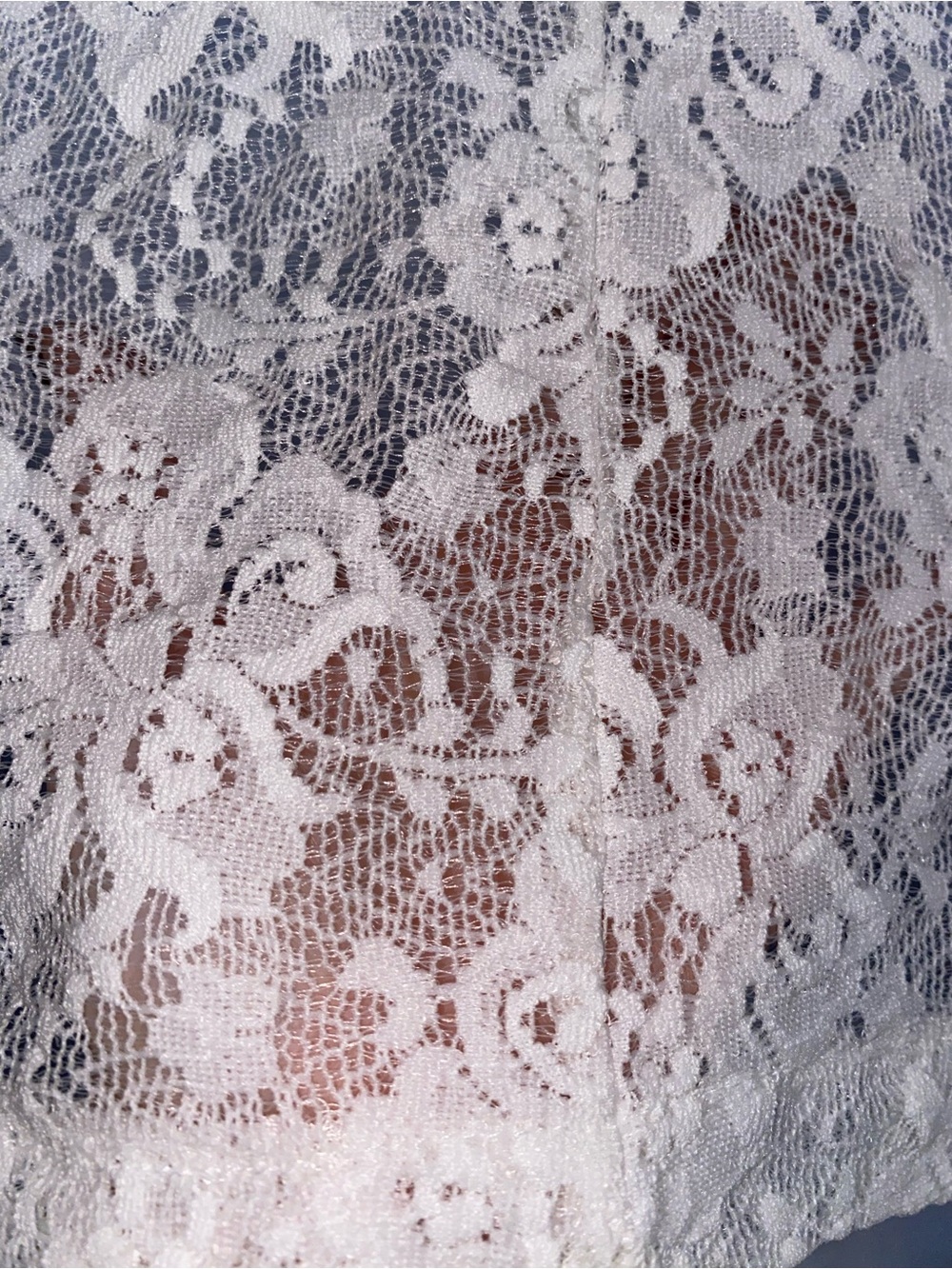 VTG Korean White Floral Lace Shrug Metallic Trim Cropped Jacket M - Picture 12 of 16